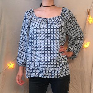 Banana Republic Blue Star Geometric Blouse